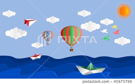 Panorama postcard group of origami paper art with Panorama postcard group of origami paper art with 45873799