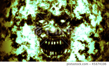 Angry burning ghoul face illustration 45874106