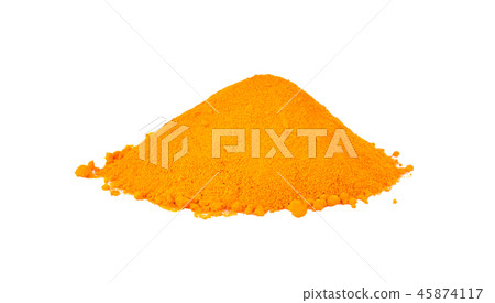 turmeric powder on white background turmeric powder on white background 45874117