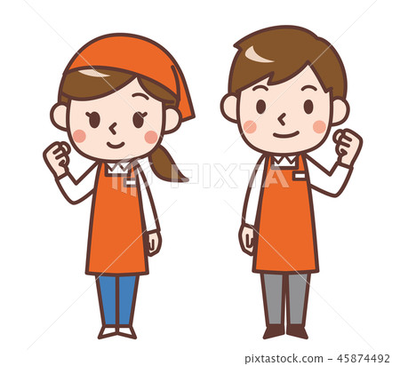 Supermarket clerk male and female 1 45874492