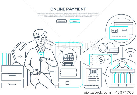 Online payment - modern line design style web banner 45874706