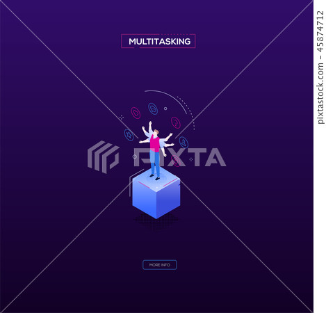 Multitasking concept - modern isometric vector...-插圖素材 [45874712] - PIXTA圖庫