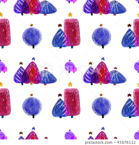 Christmas Tree violet bright watercolor seamless 45876112