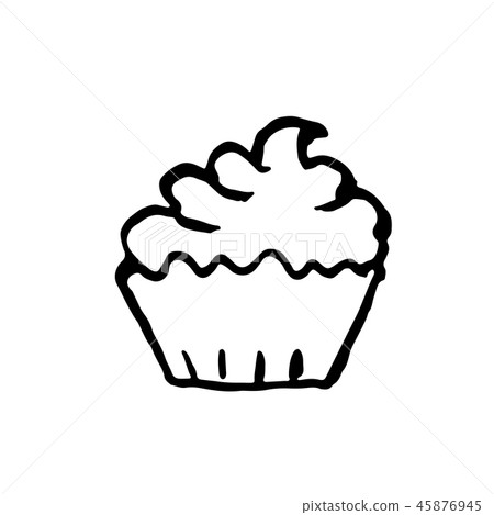 Cup cake icon. Grunge ink vector illustration. Cup cake icon. Grunge ink vector illustration. 45876945