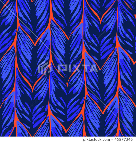 Abstract vector seamless pattern of exotic leaves in vivid colors. Abstract vector seamless pattern of exotic leaves in vivid colors. 45877346