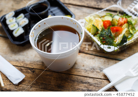 Food delivery concept background. Business lunch Food delivery concept background. Business lunch 45877452