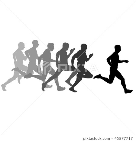 Set silhouettes runners sprint men on a white Set silhouettes runners sprint men on a white 45877717