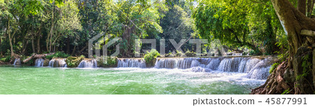 Waterfall in a forest on the mountain in forest 45877991