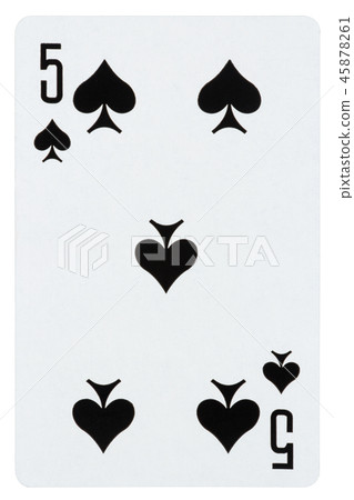 Playing card five of spades isolated on white 45878261
