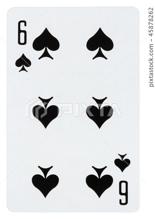 Playing card six of spades isolated on white Playing card six of spades isolated on white 45878262
