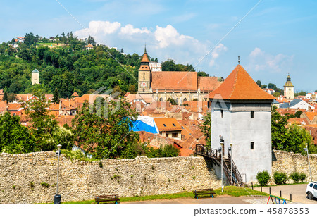 Turnul Artelor, a tower in the old town of Brasov in Romania 45878353