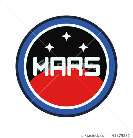 Circle stripe silhouette vector logo of aerospace mars program satellite space station. Galaxy 45879285