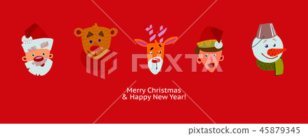 Christmas characters greeting banner Christmas characters greeting banner 45879345