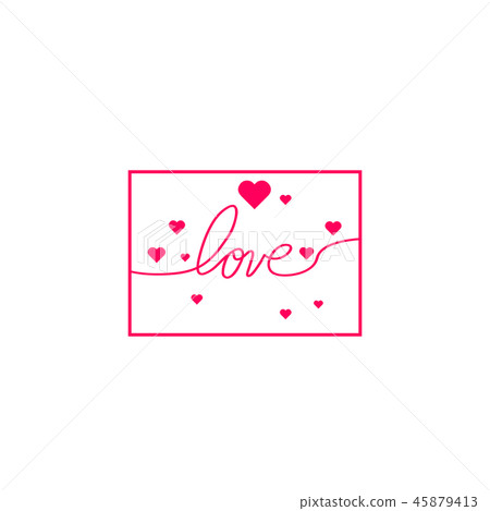 Love with hearts in continuous drawing lines. Love with hearts in continuous drawing lines. 45879413