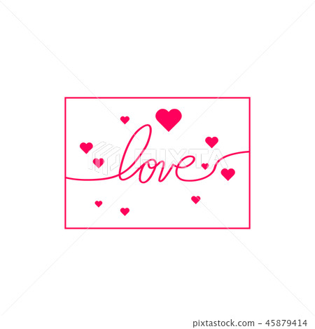Love with hearts in continuous drawing lines. Love with hearts in continuous drawing lines. 45879414