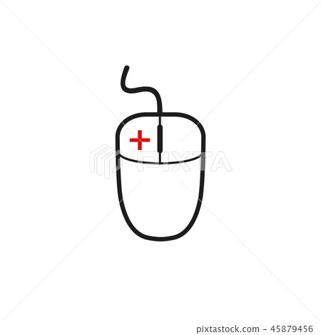 Computer mouse with the plus. Vector illustration. Computer mouse with the plus. Vector illustration. 45879456