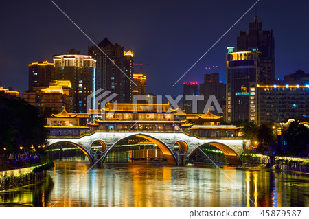 Anshun bridge at night, Chengdu, China 45879587
