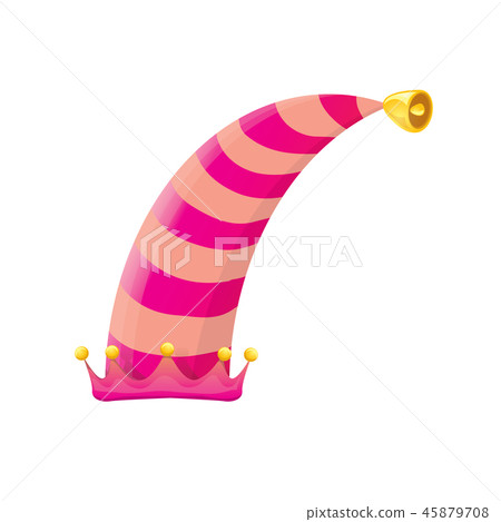 vector funky pink stripped cartoon christmas elf hat isolated on white background. vector kids vector funky pink stripped cartoon christmas elf hat isolated on white background. vector kids 45879708