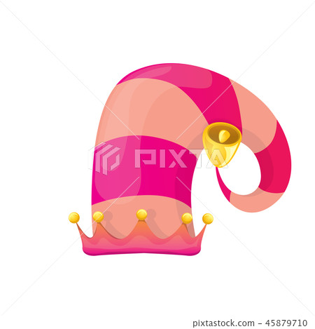 vector funky pink stripped cartoon christmas elf hat isolated on white background. vector kids 45879710