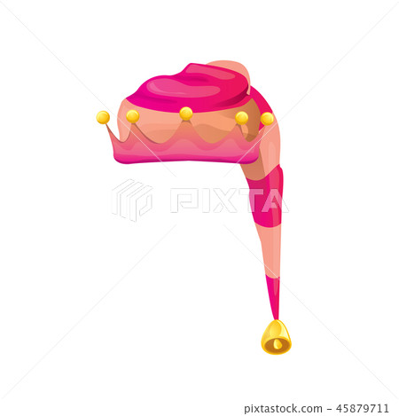 vector funky pink stripped cartoon christmas elf hat isolated on white background. vector kids 45879711