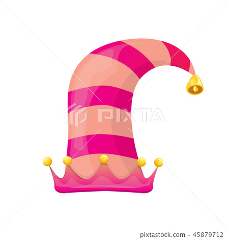 vector funky pink stripped cartoon christmas elf hat isolated on white background. vector kids 45879712