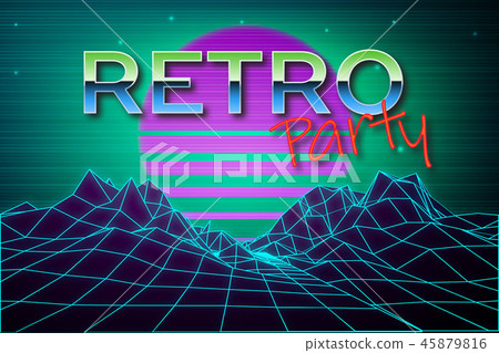 Futuristic background 80s style. Retro party - Stock Illustration ...