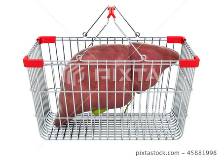 liver in shopping basket, 3D rendering liver in shopping basket, 3D rendering 45881998