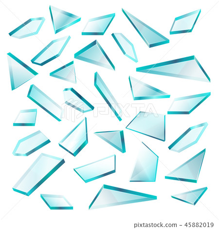 Broken glass shards isolated on white vector set Broken glass shards isolated on white vector set 45882019
