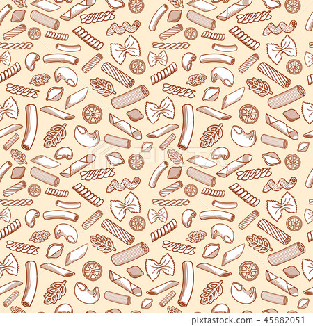 Hand drawn italian cuisine pasta vector seamless pattern Hand drawn italian cuisine pasta vector seamless pattern 45882051