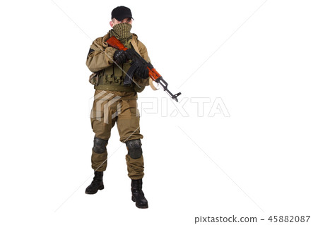 guerilla with AK 47 isolated on white background guerilla with AK 47 isolated on white background 45882087