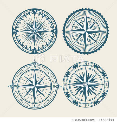 Vintage marine compass logo set 45882153