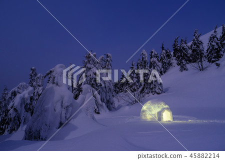 Wonderful scenery with snow igloo at night 45882214