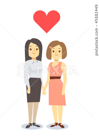 Happy gay LGBT women pair in love Happy gay LGBT women pair in love 45882449
