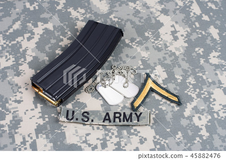 M16 magazine with ammo on US Army uniform 45882476