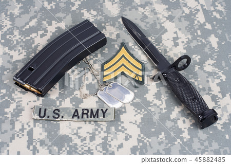 M16 magazine with ammo on US Army uniform M16 magazine with ammo on US Army uniform 45882485