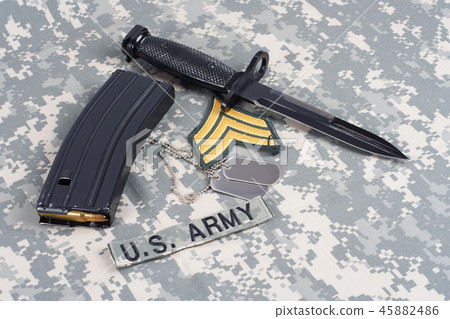 M16 magazine with ammo on US Army uniform M16 magazine with ammo on US Army uniform 45882486