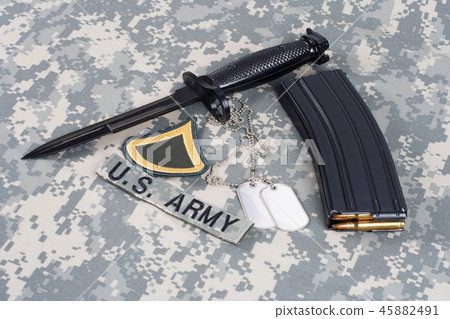 M16 magazine with ammo on US Army uniform 45882491