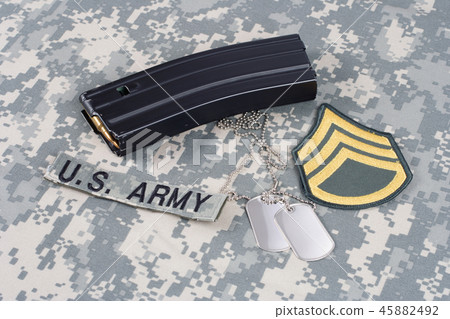 M16 magazine with ammo on US Army uniform 45882492