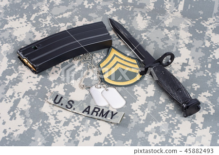 M16 magazine with ammo on US Army uniform 45882493