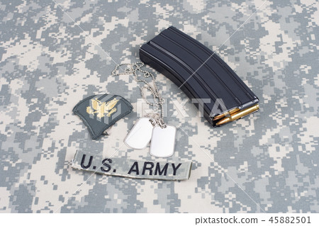 M16 magazine with ammo on US Army uniform 45882501