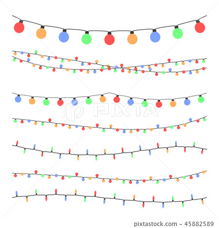 Christmas holiday garland lights in flat style vector set Christmas holiday garland lights in flat style vector set 45882589