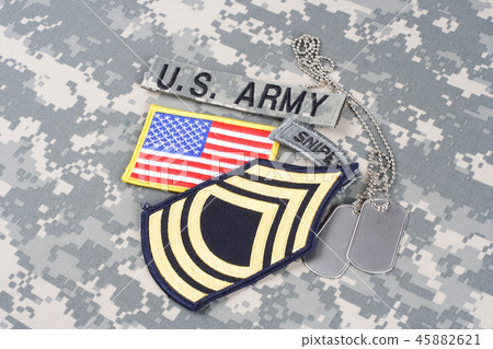 US ARMY sniper insignia on camouflage uniform US ARMY sniper insignia on camouflage uniform 45882621