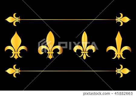 Golden vector fleur de lys design elements black background 45882663