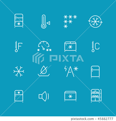 Refrigerator, home fridge, freezing vector icons set 45882777