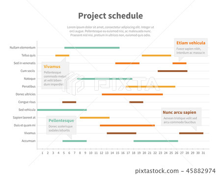 Project plan schedule chart with timeline, gantt progress vector graph 45882974