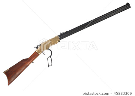 Wild west period Lever-Action Rifle isolated Wild west period Lever-Action Rifle isolated 45883309
