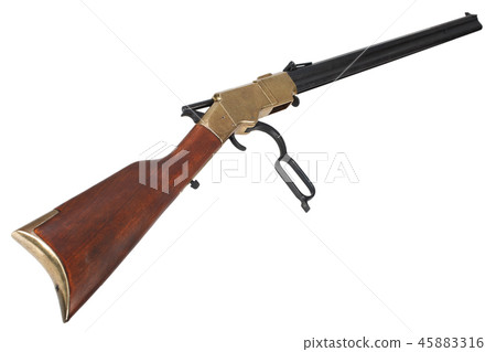 Wild west period Lever-Action Rifle isolated Wild west period Lever-Action Rifle isolated 45883316