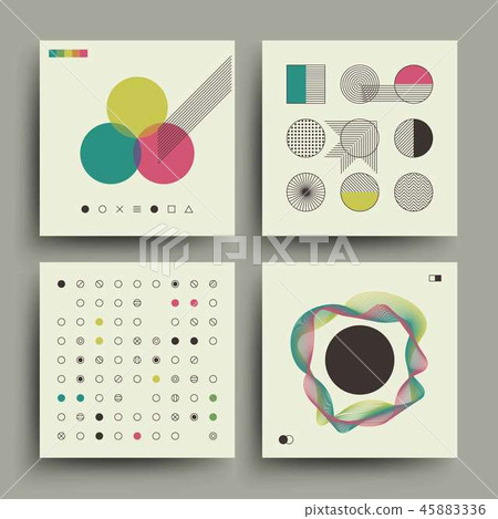 Old magazine, vintage music album covers in swiss style vector set Old magazine, vintage music album covers in swiss style vector set 45883336