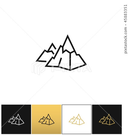 Rock logo or mountain stone linear vector icon - Stock Illustration ...
