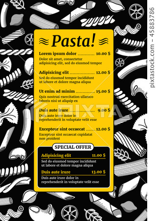 Vintage italian pasta menu vector mockup 45883786